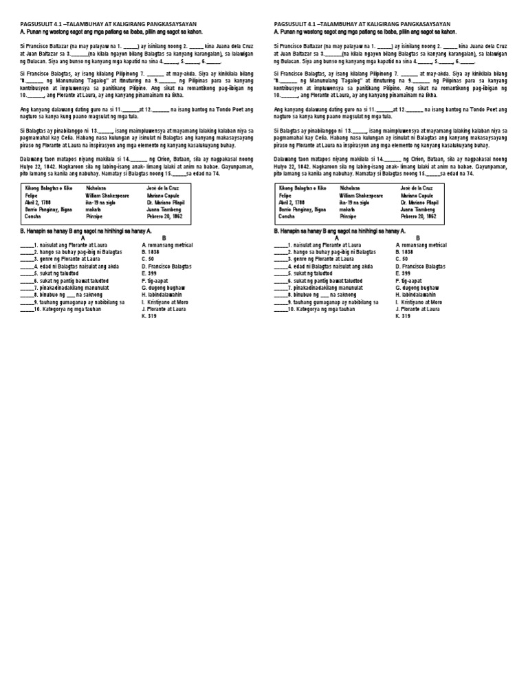 Pagsusulit 4.1 | PDF