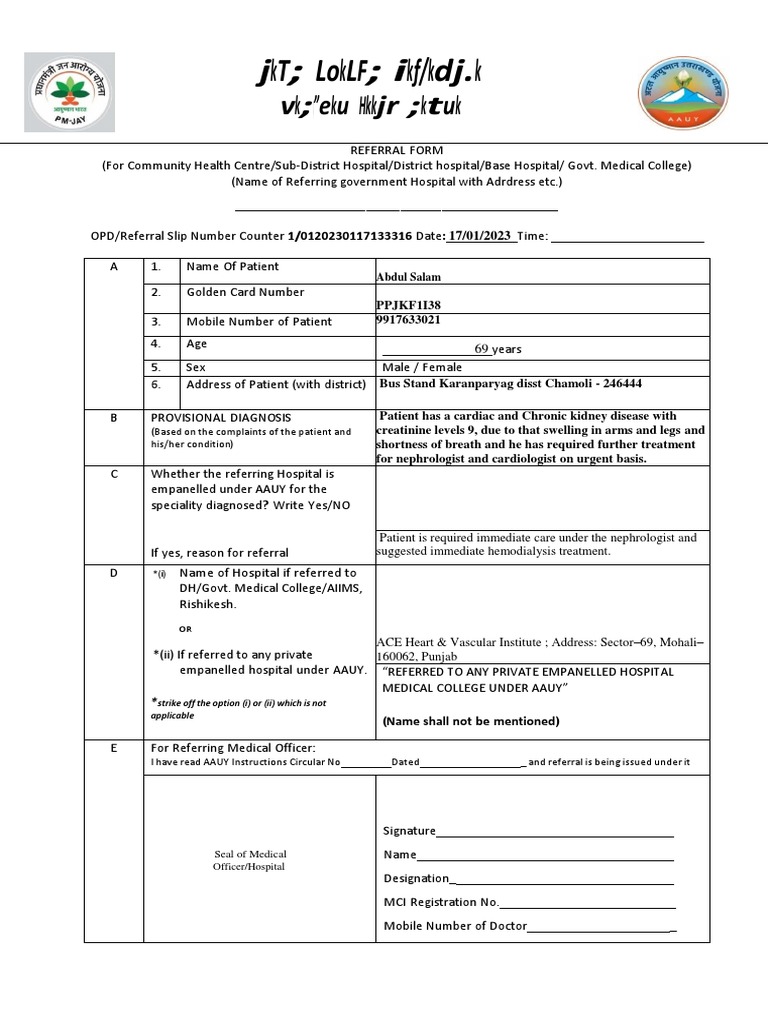 Referral PDF 2 | PDF | Nephrology | Hospital