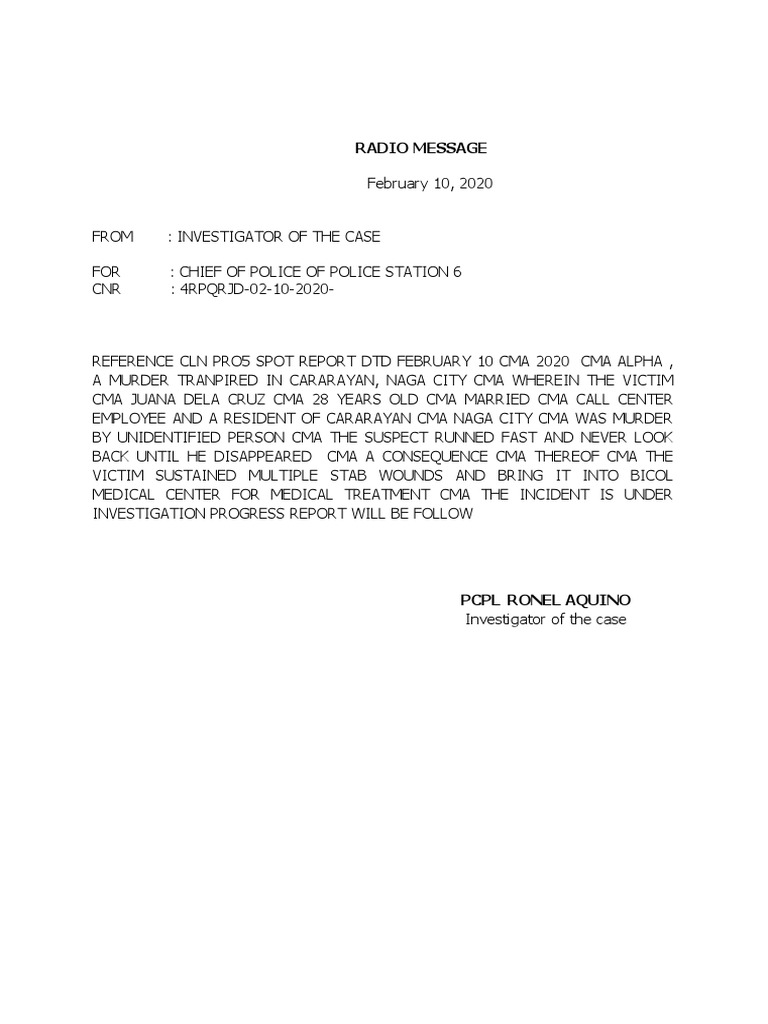 Radio-Message AQUINO | PDF