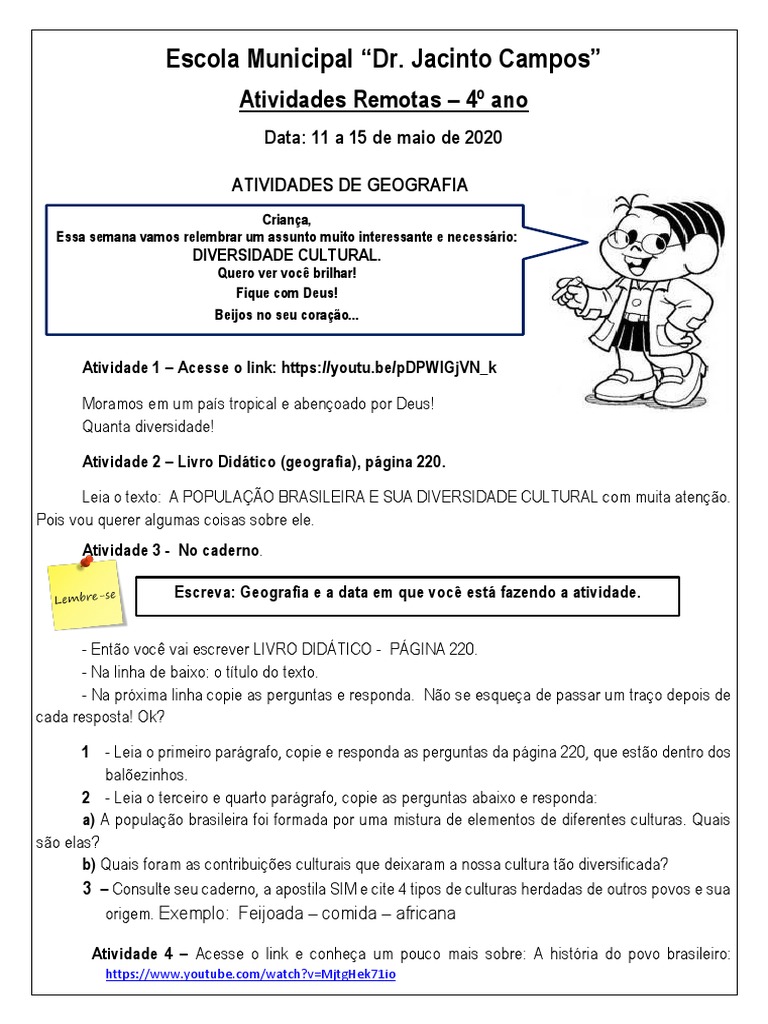 Atividades de Geografia – Caderno Pedagógico de Geografia – 6º a