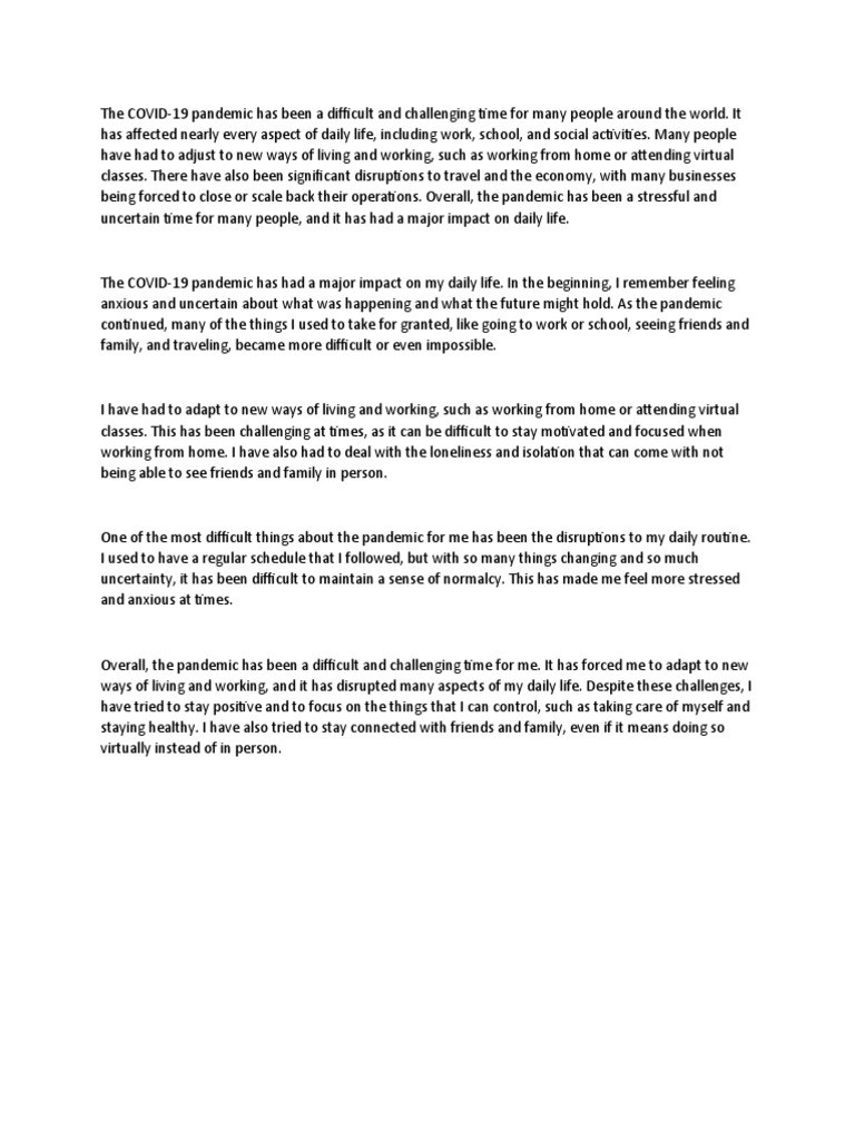 COVID EXPERIENCES Essay | PDF | Psychology