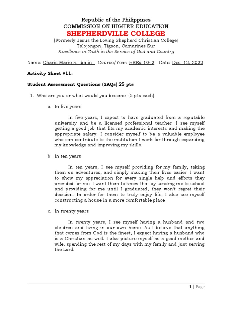 Understanding The Self Module 11 Pdf Goal Goal Setting