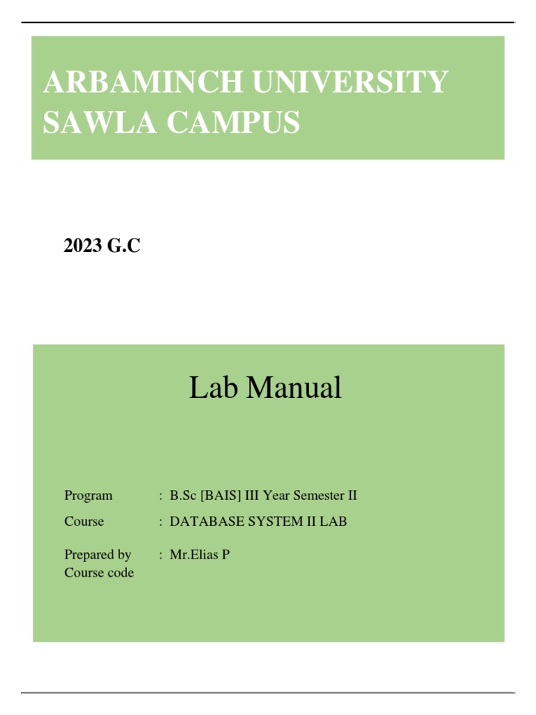 BAIS III Year Database Lab Manual | PDF | Databases | Information ...