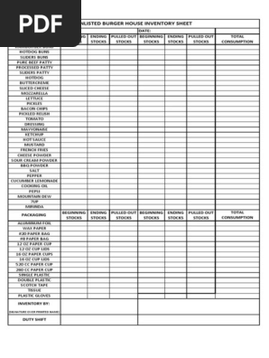 inventory sheet