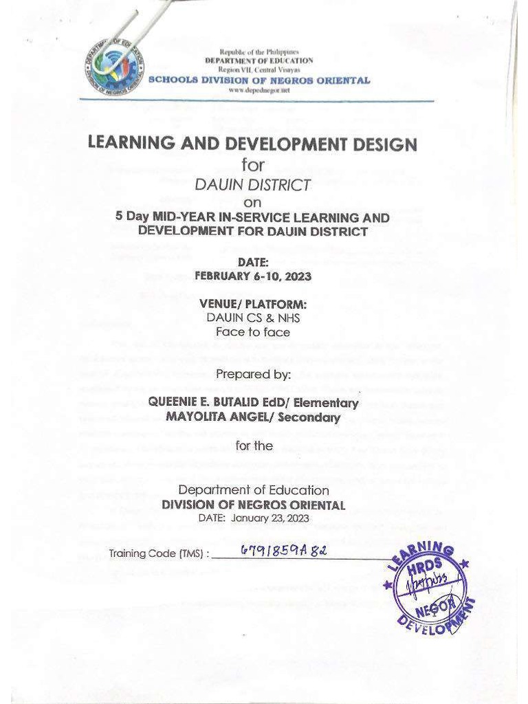 2023 Midyear Inset Approved Training Design PDF | PDF