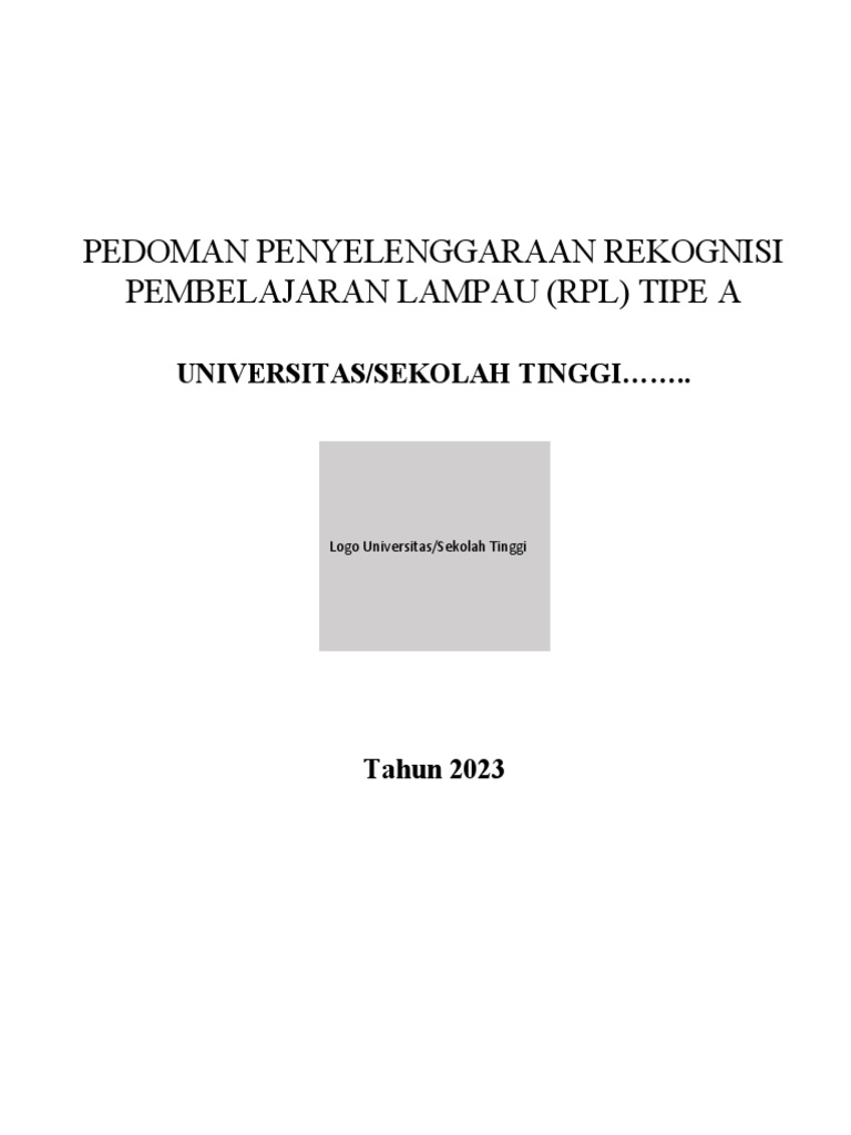 Pedoman RPL Tipe A Universitas 2023 | PDF