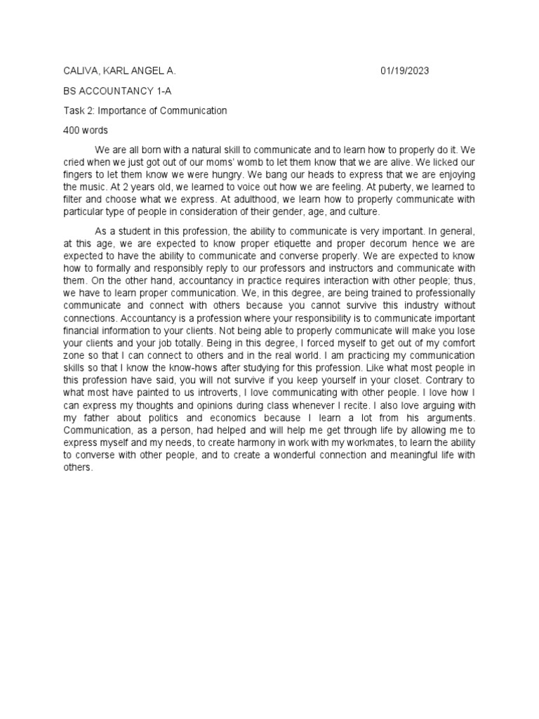 Caliva BS Accountancy 1a Task 2 PDF