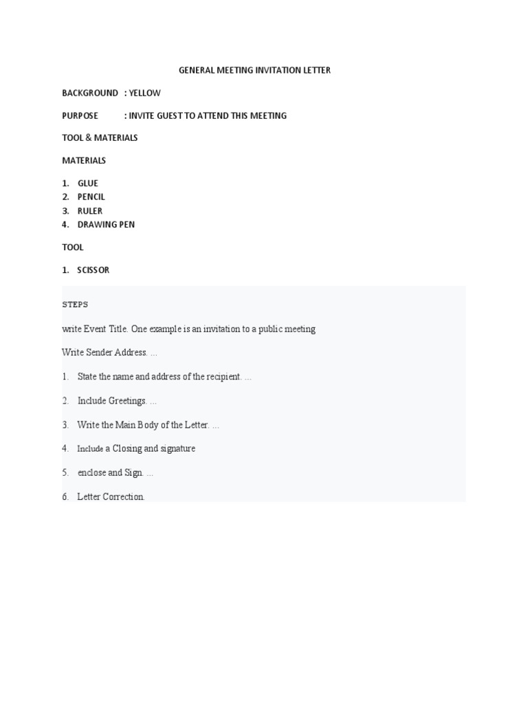 General Meeting Invitation Format Guide | PDF