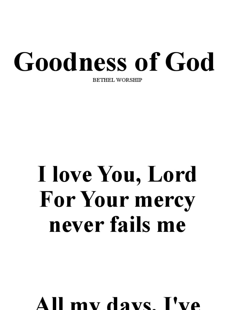 Goodness of God Lyrics PDF | PDF | Language Arts & Discipline ...