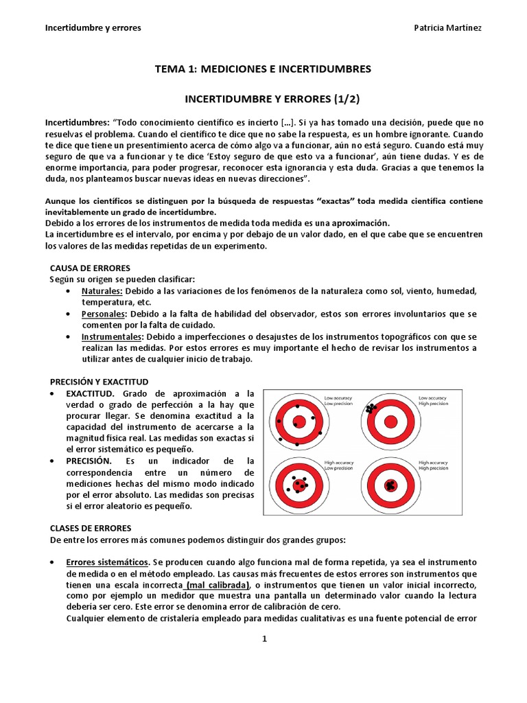 Errores e Incertidumbres en Mediciones | PDF | Medición | Incertidumbre