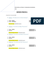 Plan evaluación medios físicos II Fisioterapia