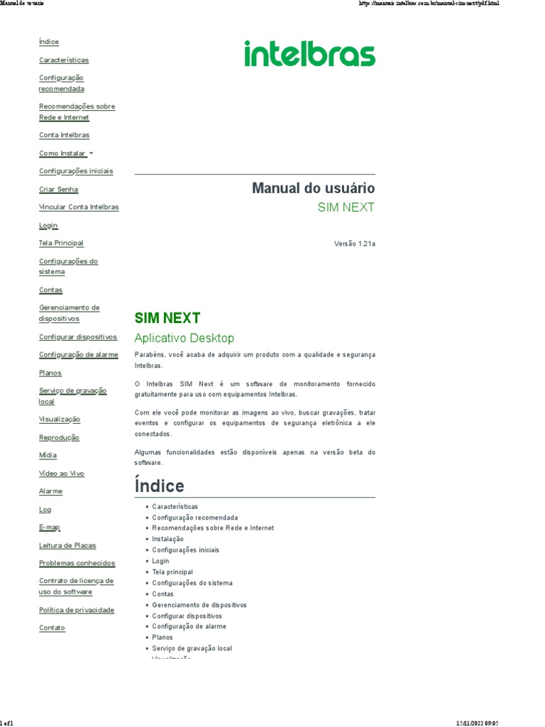 Manual Intelbras SIM Next: Guia Completo | PDF | Rede de computadores ...