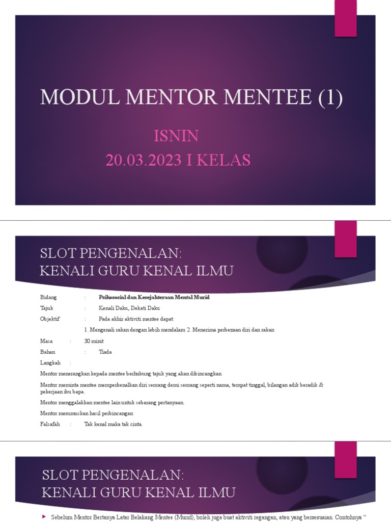 Slide Modul Mentor Mentee Minggu Pertama | PDF