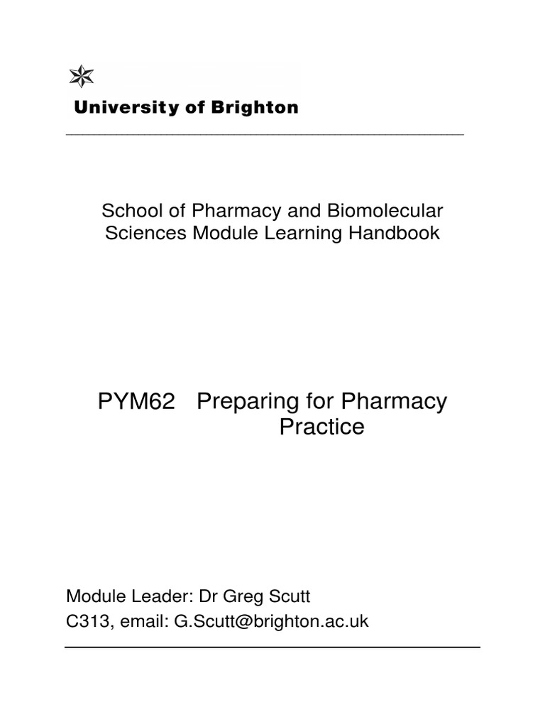 0 PYM62 Module Handbook PDF | PDF | Pharmacy | Health Care