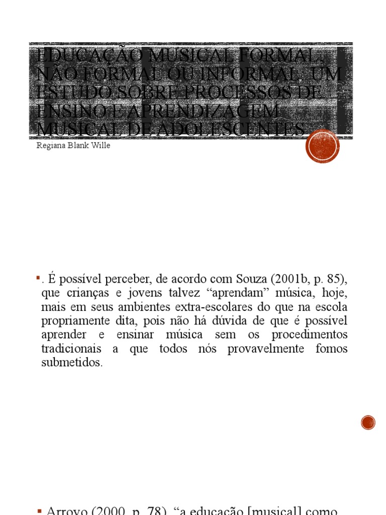 Educação Musical: Formais e Informais | PDF | Educação Musical ...