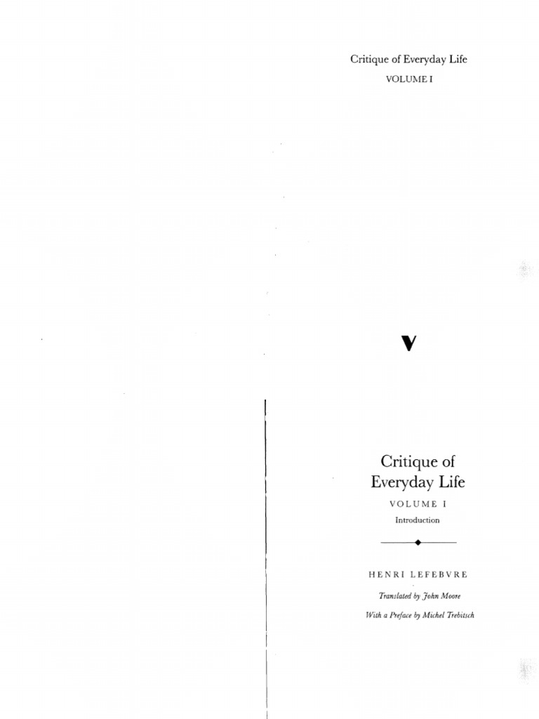Henri Lefebvre Critique of Everyday Life, Vol. 1 Introduction (1992