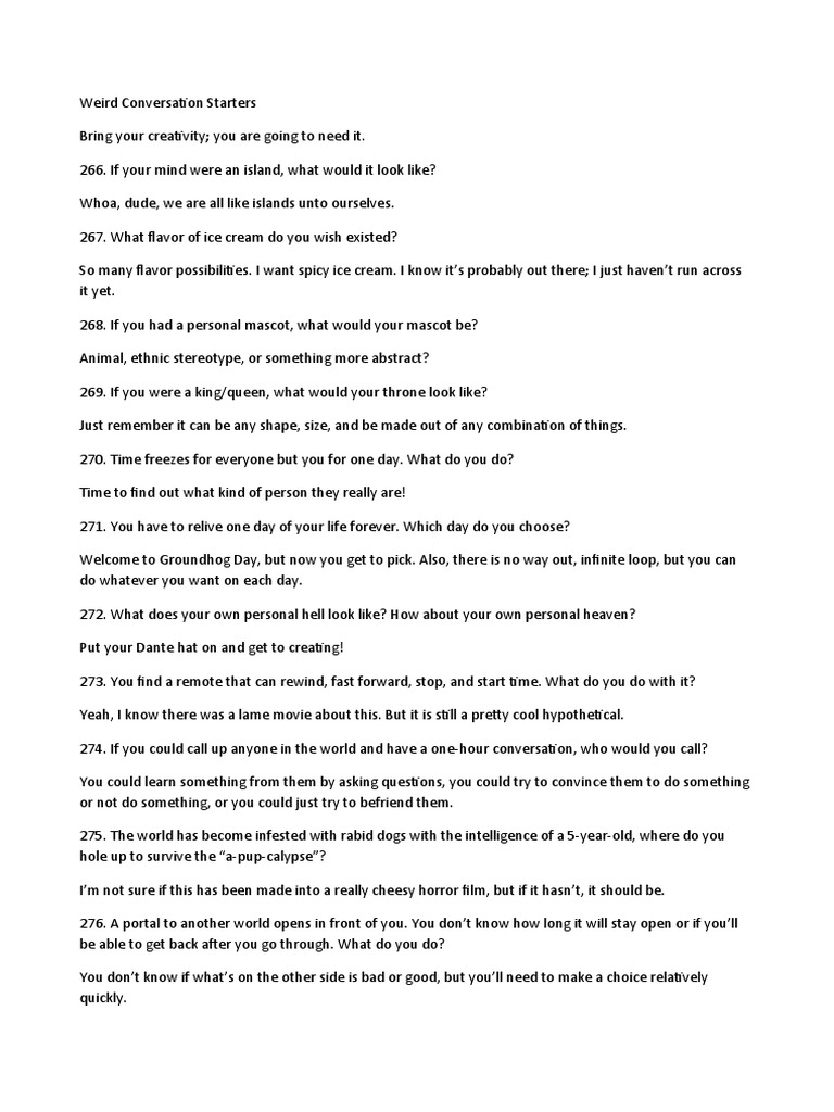 Weird Conversation Starters PDF