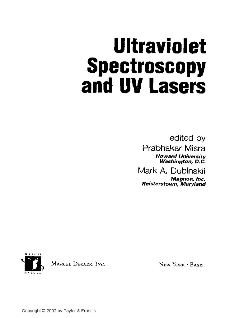 Ultraviolet Spectroscopy and Uv Lasers - Compress PDF | PDF