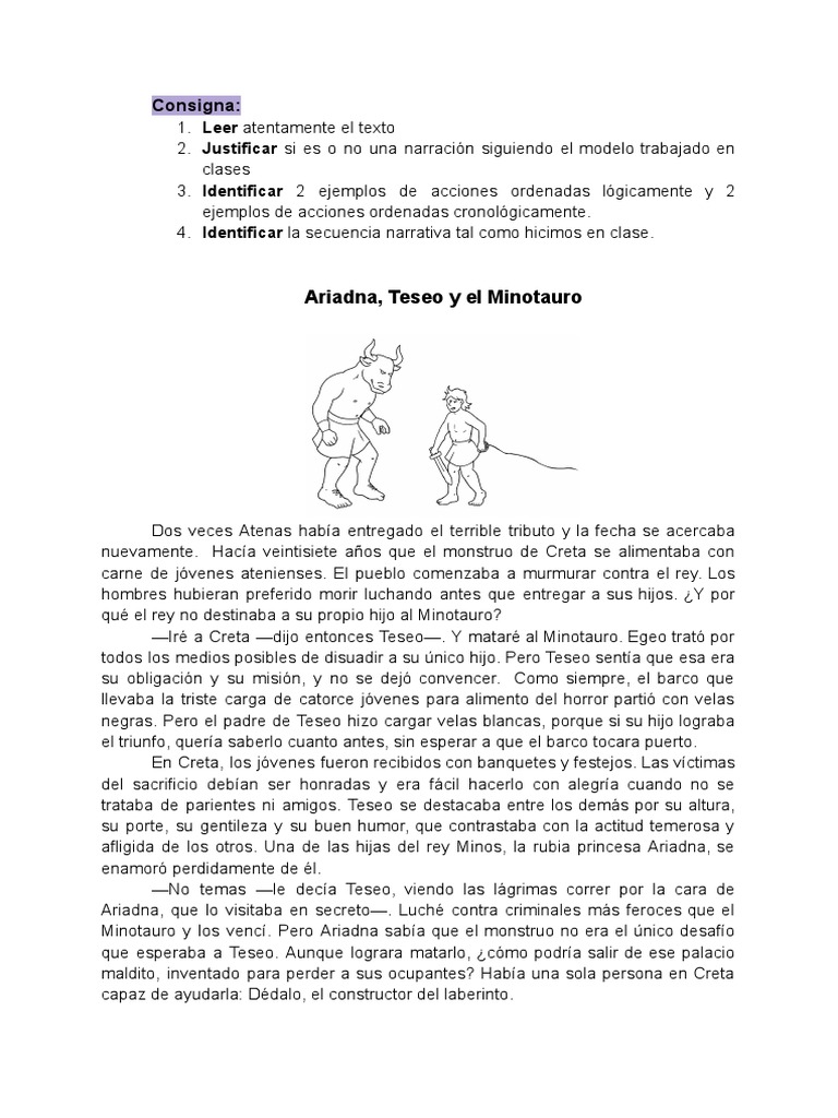Mito de Teseo y Ariadna resumido | PDF | Minotauro | Teseo