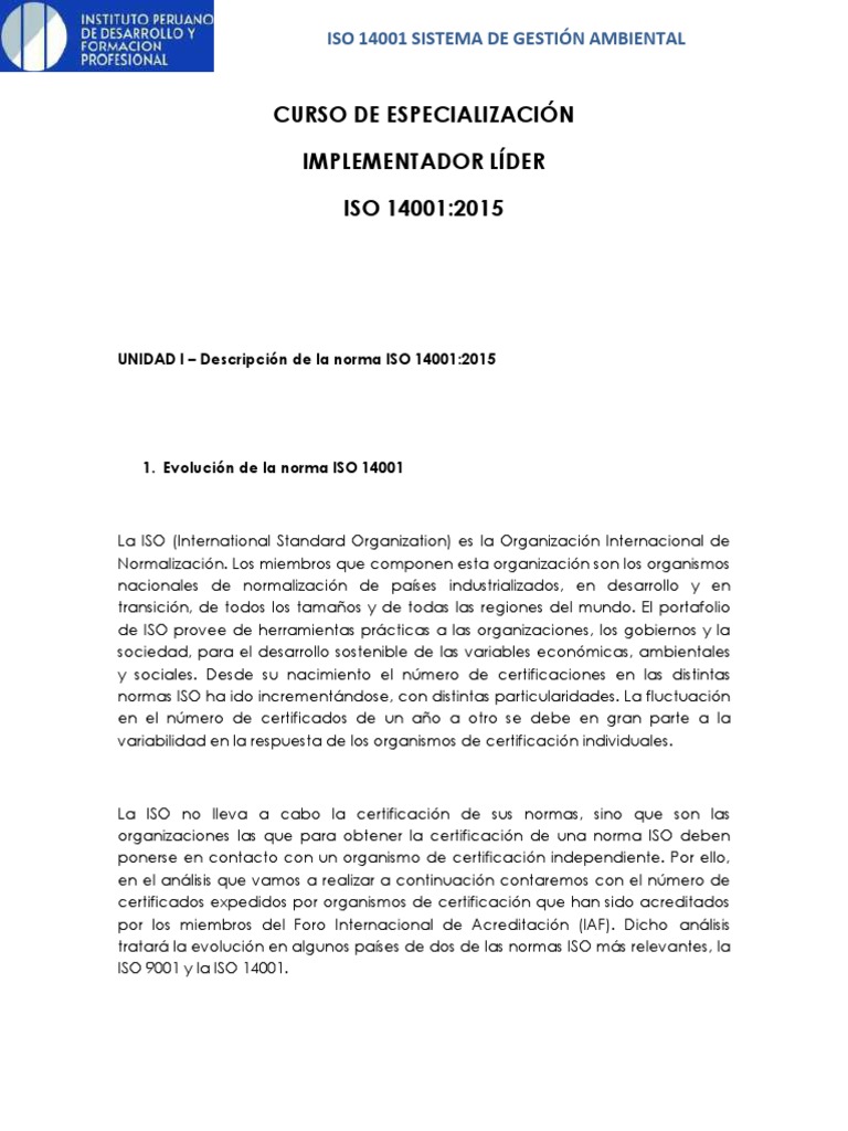 Manual Modulo 2 (2) Iso 14001 2015 PDF | PDF | Planificación | Entorno ...