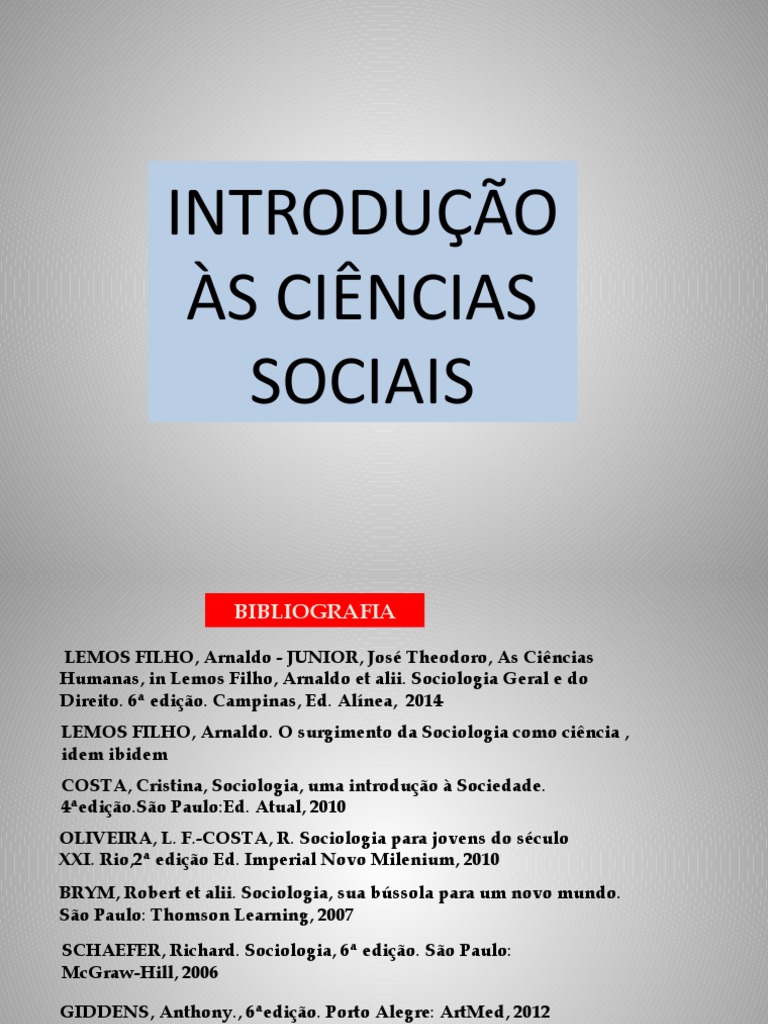 Introdução às Ciências Sociais: Conceitos e Desafios | PDF | Sociologia ...