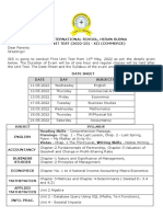 Xii (Commerce) - Date Sheet & Syllabus of First Unit Test