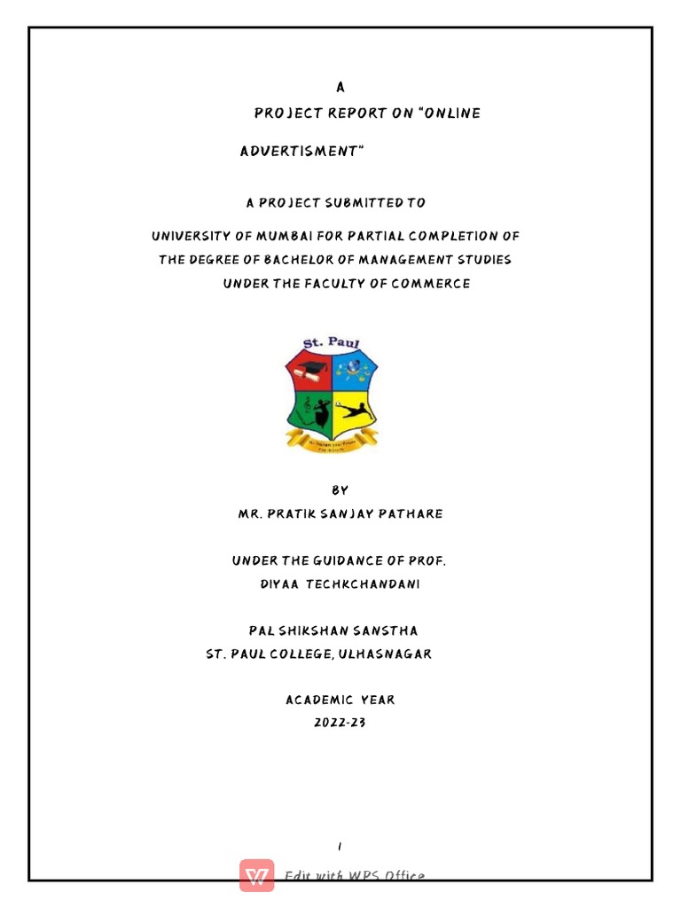 Online Advertisement Project Report | PDF