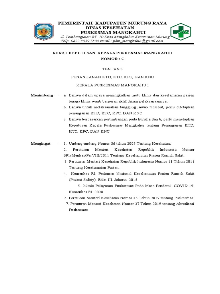 SK Dan SOP Penangan KTD, DLL | PDF