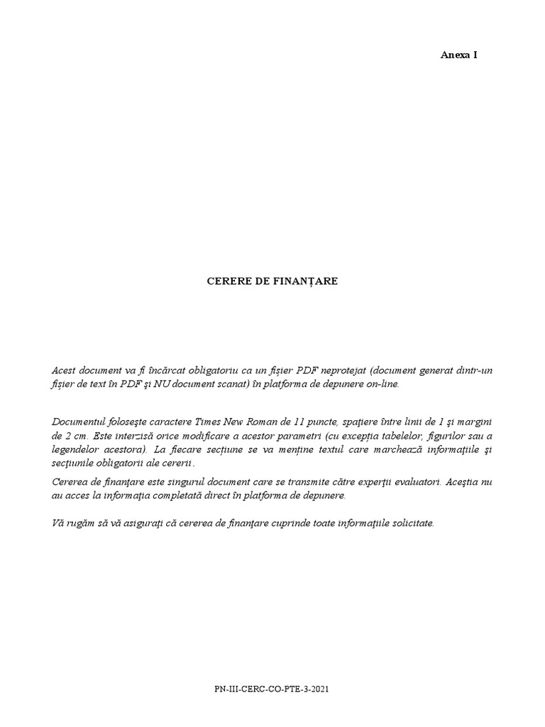 Cerere de Finantare | PDF