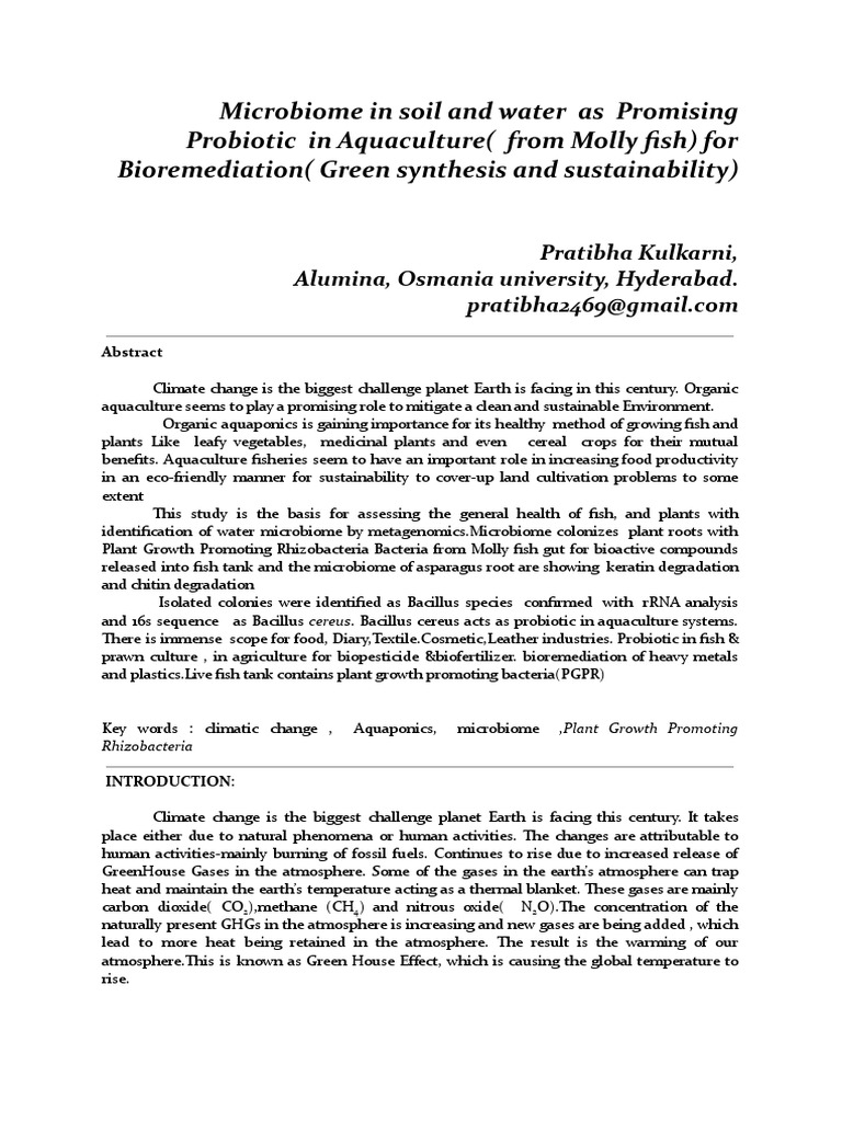 Probiotic Microbiome in Aquaculture | PDF | Greenhouse Effect | Bacteria