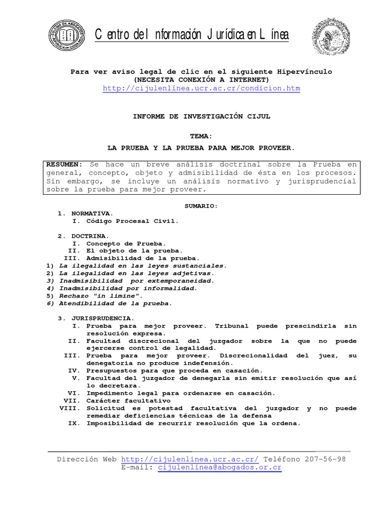 La prueba y la prueba para mejor proveer pdf evidencia ley ley