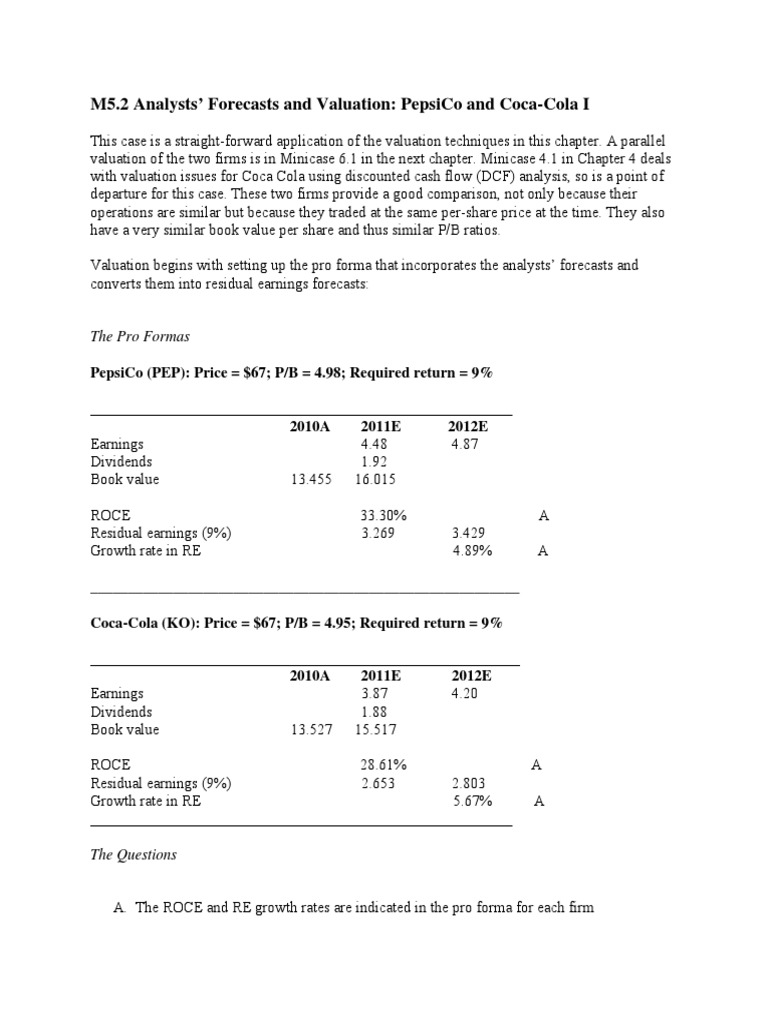 M5.2 PepsiCo and Coca Cola PDF PDF Valuation (Finance) Discounted
