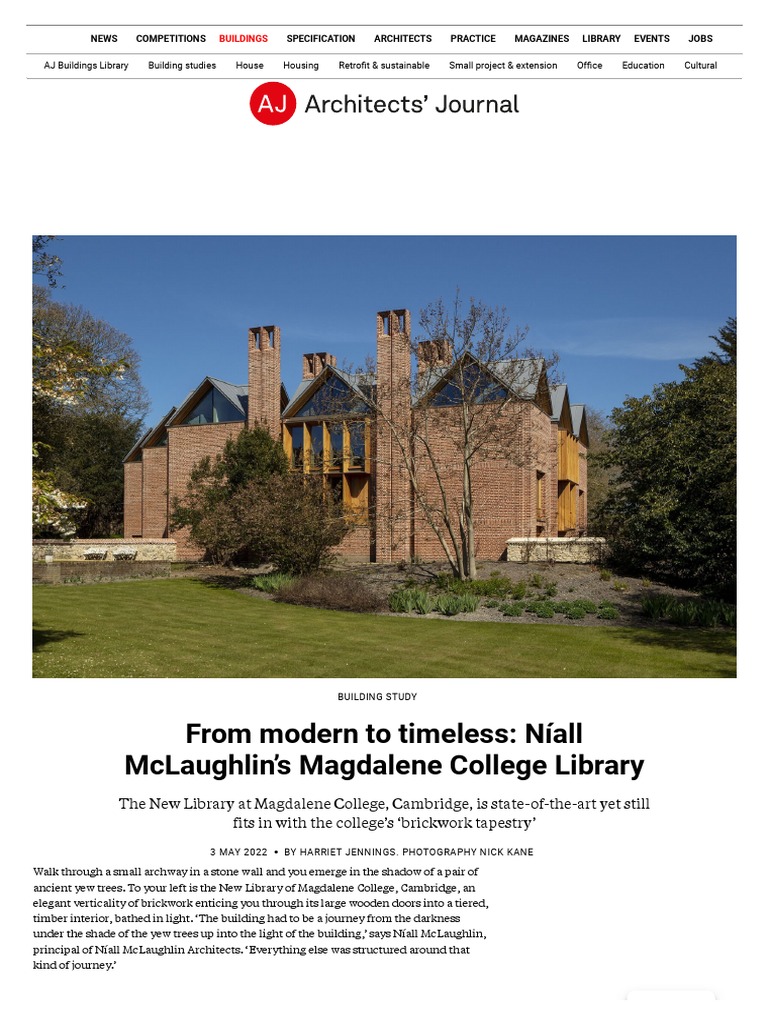 From Modern To Timeless - Níall McLaughlin's Magdalene College Library ...