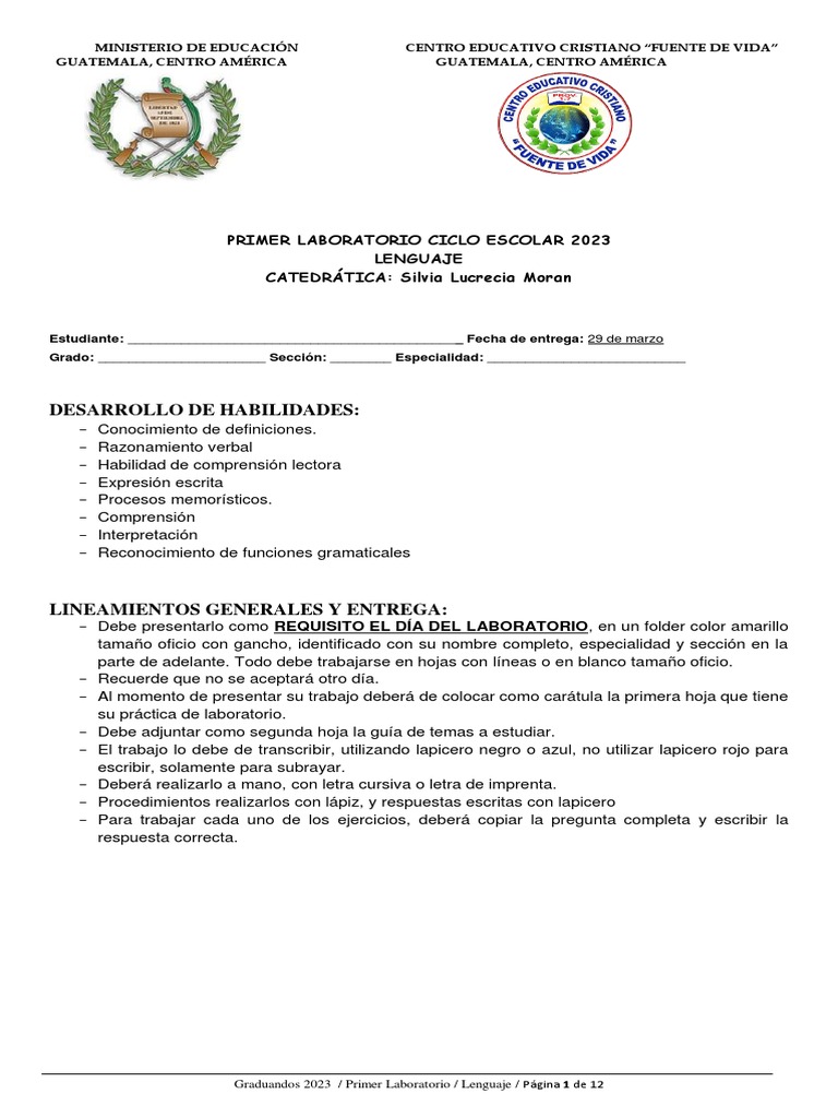 Laboratorio de Lenguaje 2023: Guía y Ejercicios | PDF | Conocimiento ...