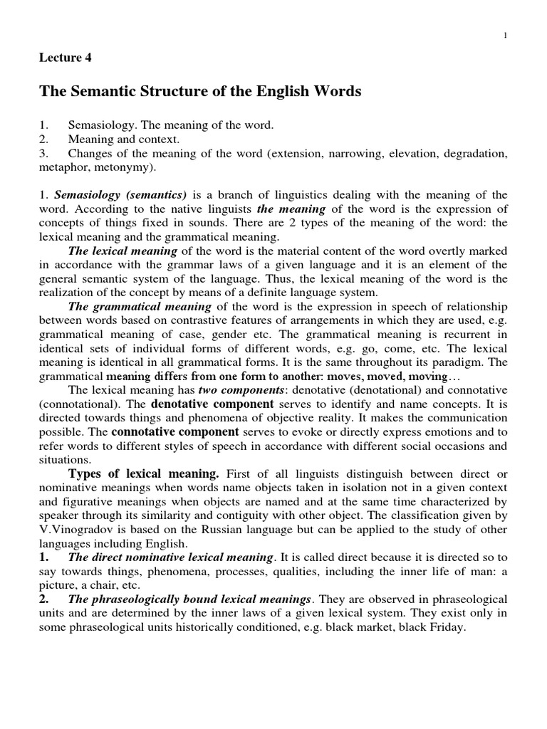 Understanding Lexical Meaning in Semantics | PDF | Word | Linguistics