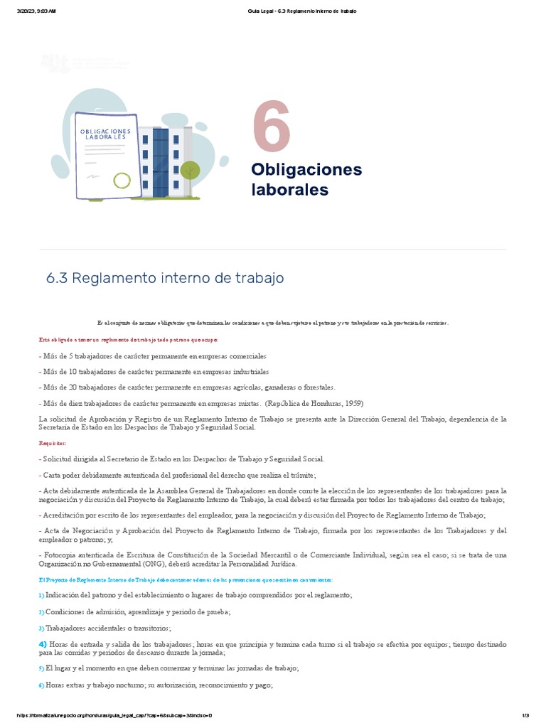 Guia Legal - 6.3 Reglamento Interno de Trabajo | PDF | Regulación ...