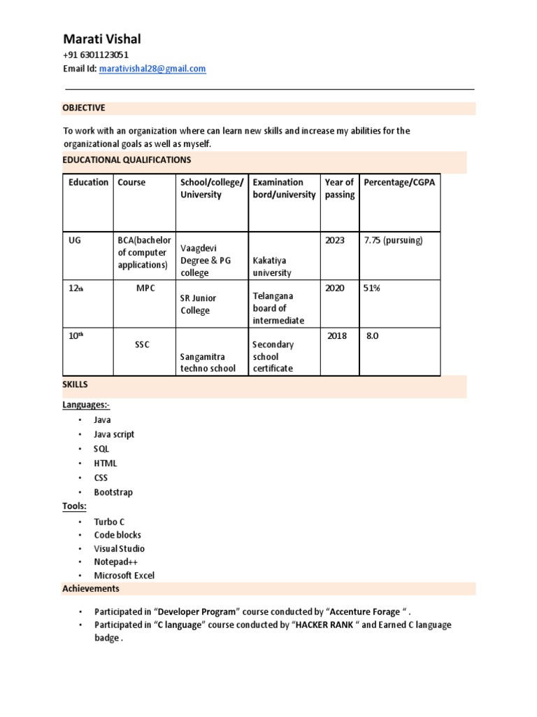 BCA Graduate with Full Stack Skills | PDF