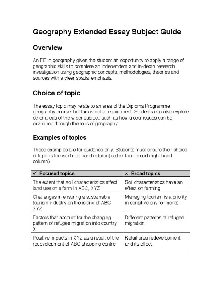 Geography EE Subject Guide PDF Infographics Essays