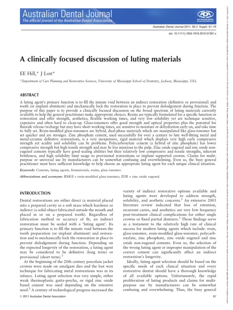 Australian Dental Journal 2011 Hill A Clinically Focused