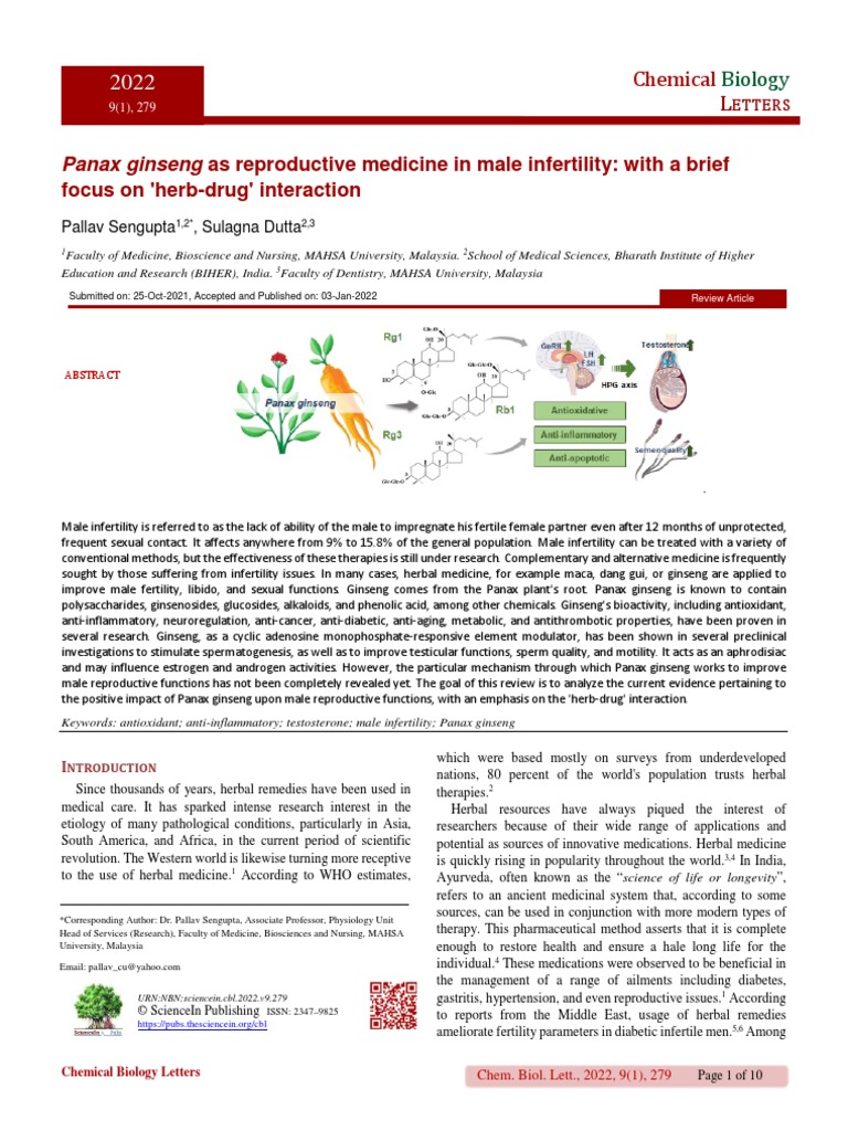 Sengupta-Dutta, 2022 - Panax Ginseng | PDF | Luteinizing Hormone ...