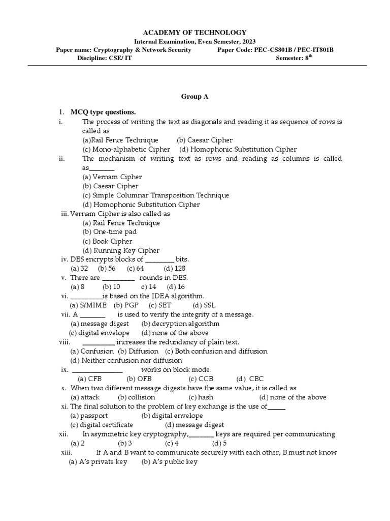 Academy of Technology | PDF | Public Key Cryptography | Encryption
