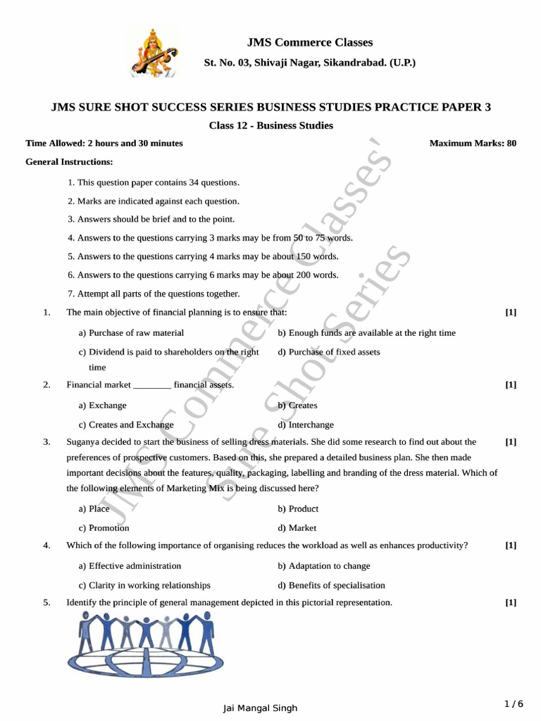 JMS Sure Shot Series Business Studies Practice Paper 3 20-Mar-2023 21 ...