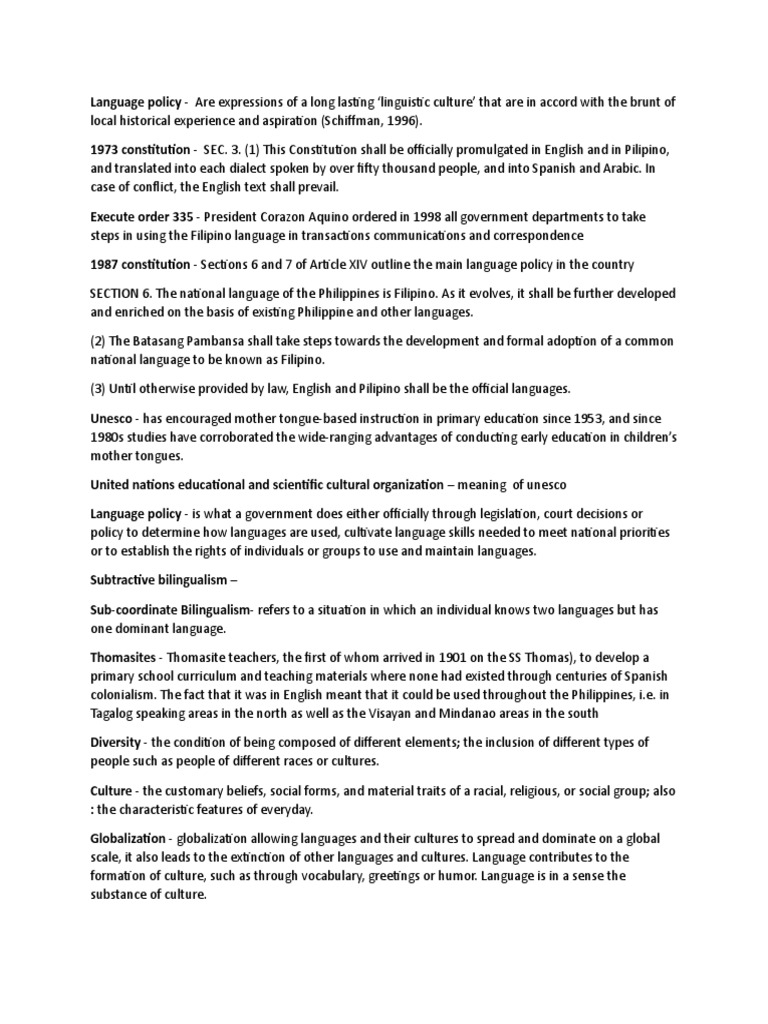 Language Policy | PDF | Multilingualism | Philippines