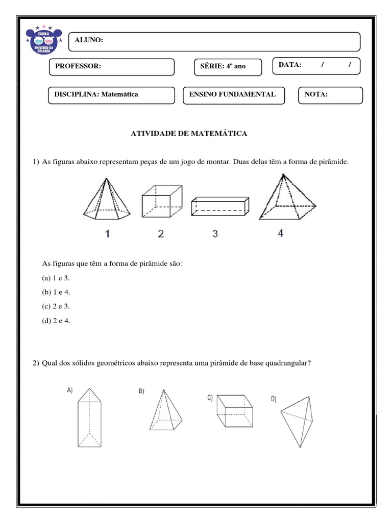 Atividade Matemática PDF