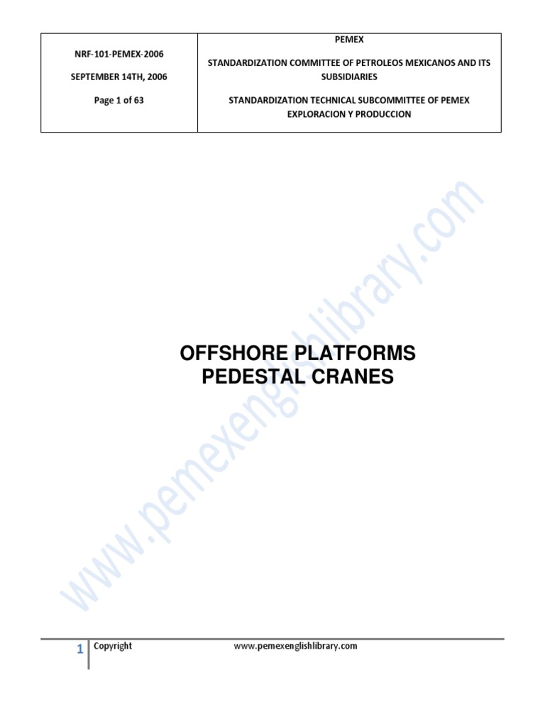 NRF 101 PEMEX 2006pedestalcranes | PDF | Crane (Machine) | Bearing ...