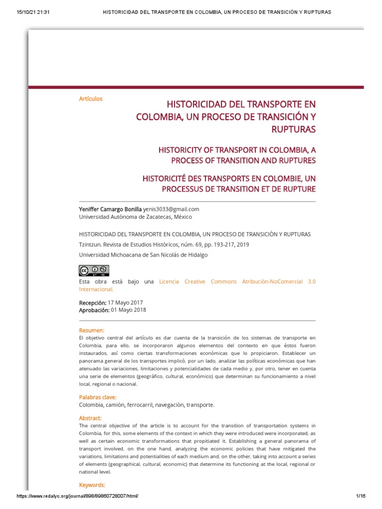 Evolución del Transporte en Colombia | PDF | Transporte | Colombia