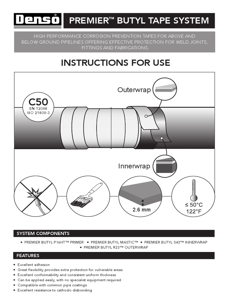 Premier Butyl Tape System IFU DENSO PDF Pipe (Fluid Conveyance