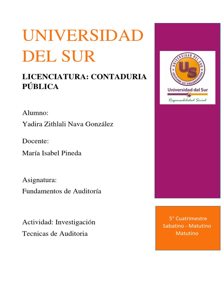 Tecnicas De Auditoria Con Presentación Pdf Auditoría Contabilidad