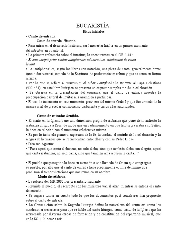 EUCARISTÍA | PDF | Misa (liturgia) | Adoración Cristiana Y Liturgia