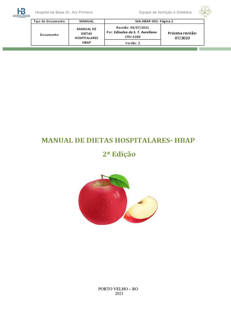 Manual De Dietas Hospitalares Pronto Pdf 2 Pdf Qualidade Negócios
